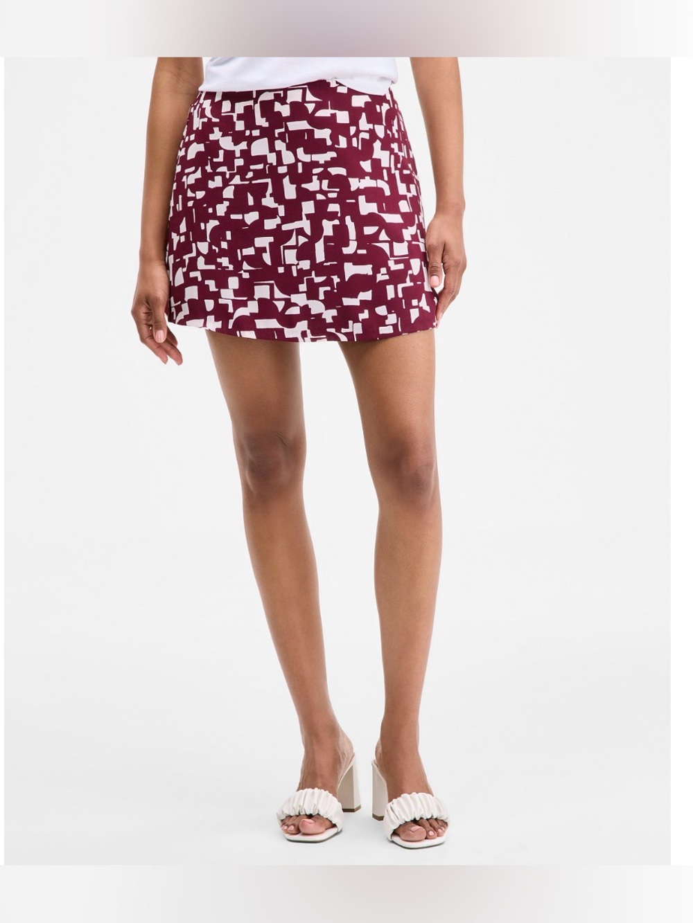 Women's size 16 Geometric Puzzle Print artsy A-Line Mini Skirt NWT
